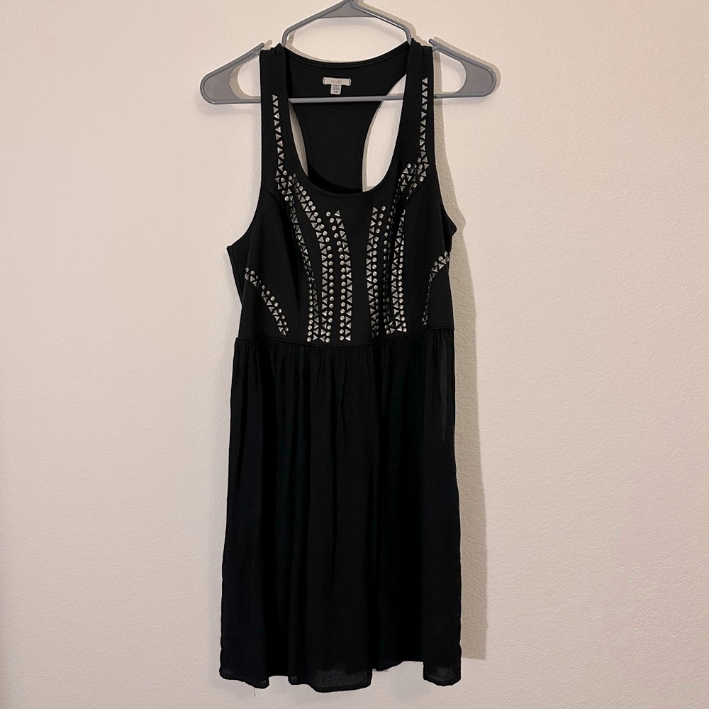 Ecote Size 10 Black Studded T Back Mini Dress